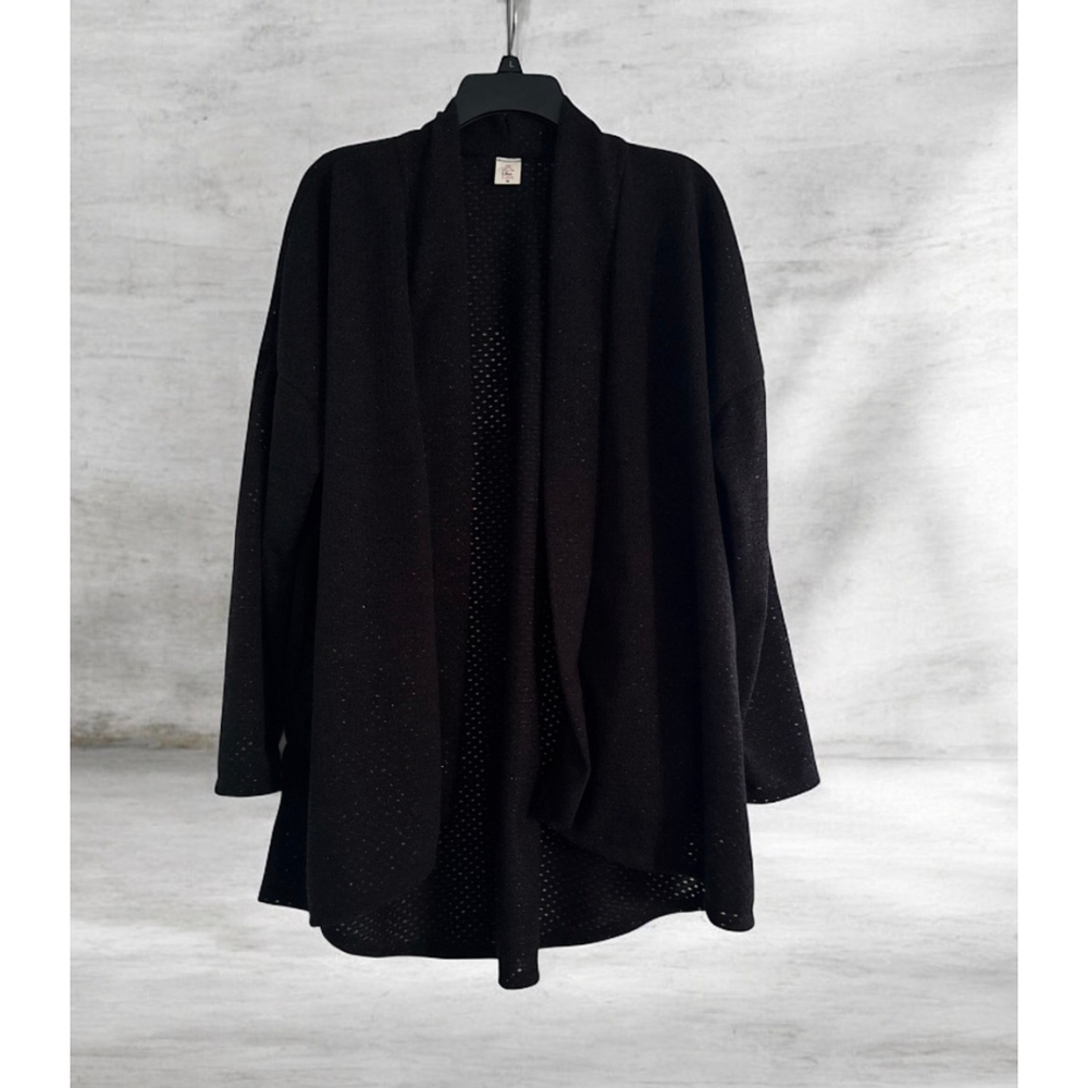 Women's Like Love Black Open Knit Cardigan M - Picture 3 of 9